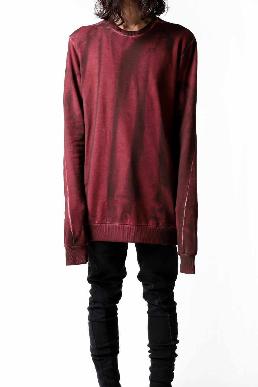 thomkrom BRUSHED BACK PULLOVER SHIRT / OILED SPRAY DYE (RED)