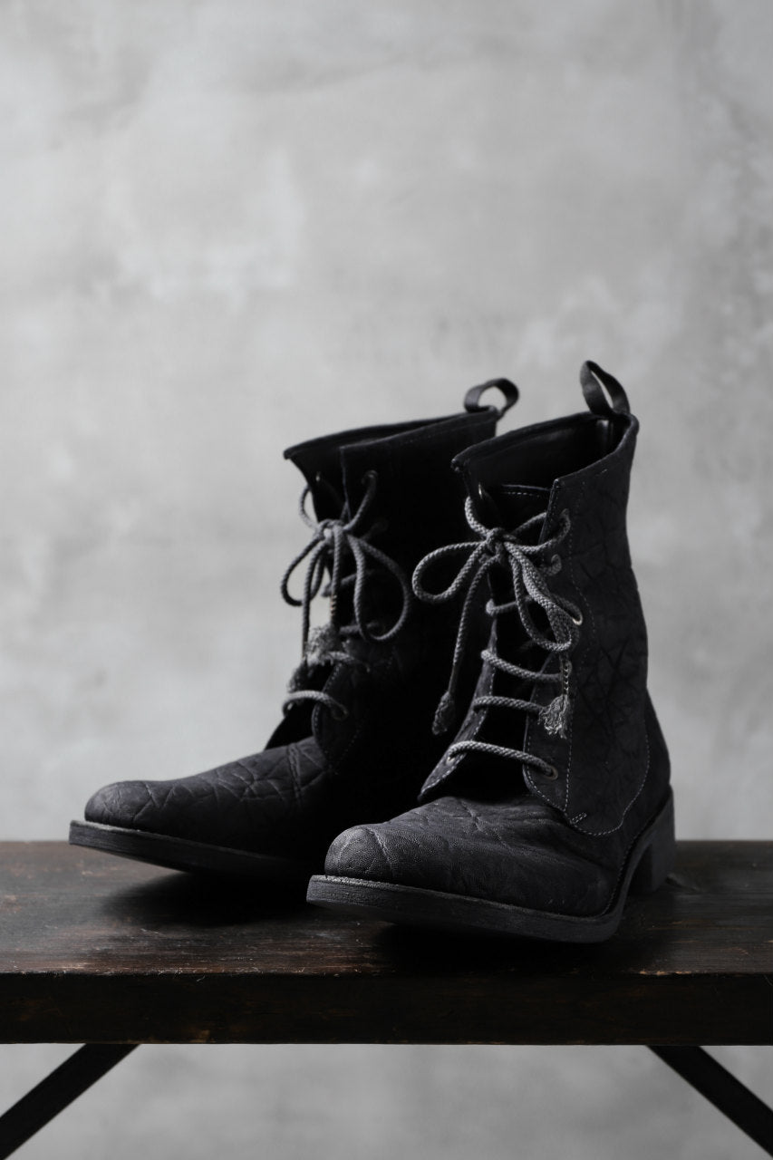 Load image into Gallery viewer, ierib exclusive LOGGER lace up boots / african elephant hand dyed (BLACK)