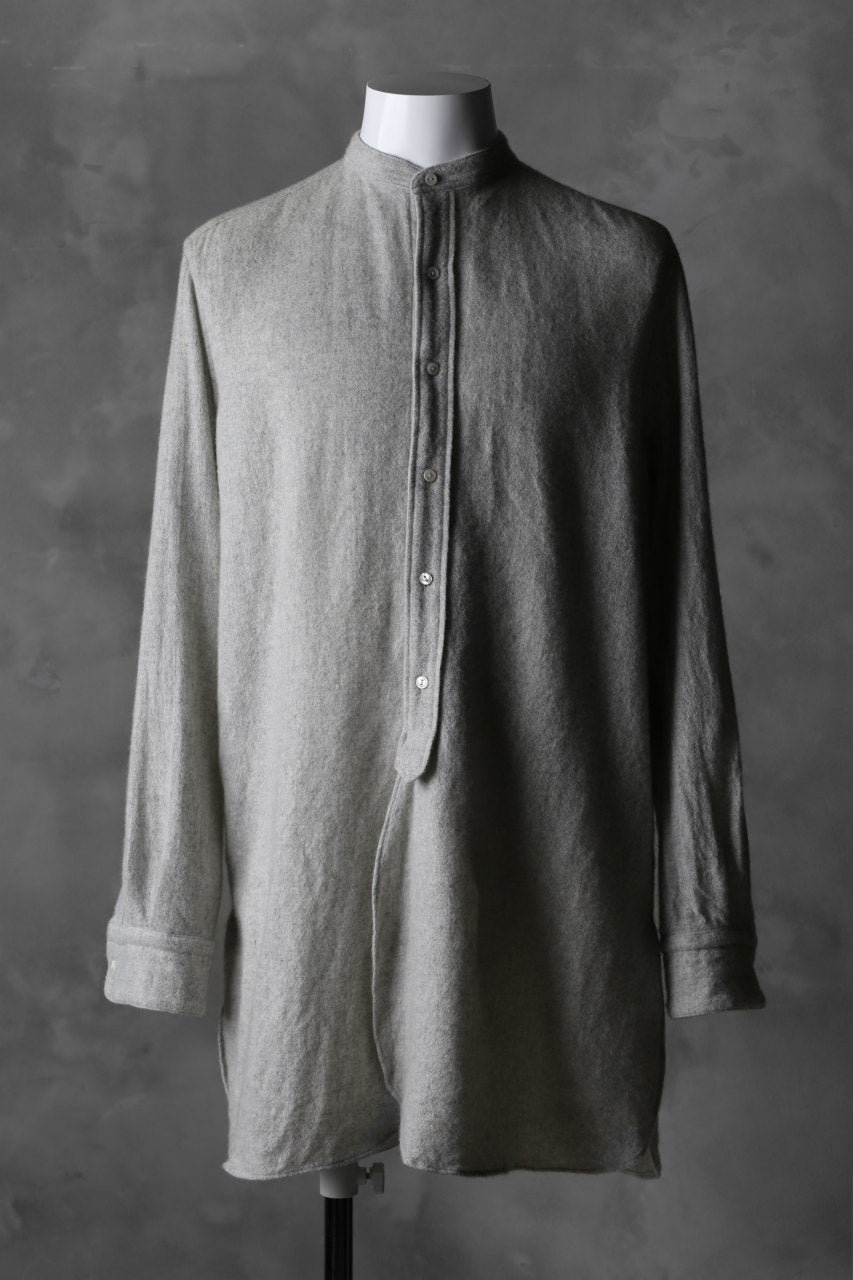 Load image into Gallery viewer, sus-sous officer shirt / Wool &amp; Cashmere raised cloth (ICE GREY)