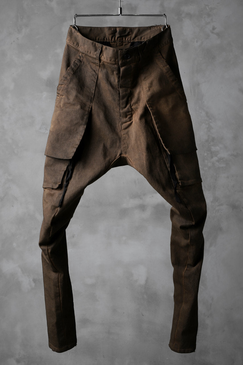 N/07 exclusive CONSTRUCTIVE LAYERED CARGO JODHPURS [ Stretch Weapon / Object Dye ] (D.BROWN(柿渋染+鉄媒染))