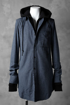 画像をギャラリービューアに読み込む, N/07 exclusive Combined Shirt-Jacket [ Stripe Denim×Fleecy Cotton ] (INDIGO STRIPE x BLACK)