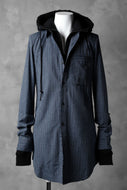 N/07 exclusive Combined Shirt-Jacket [ Stripe Denim×Fleecy Cotton ] (INDIGO STRIPE x BLACK)