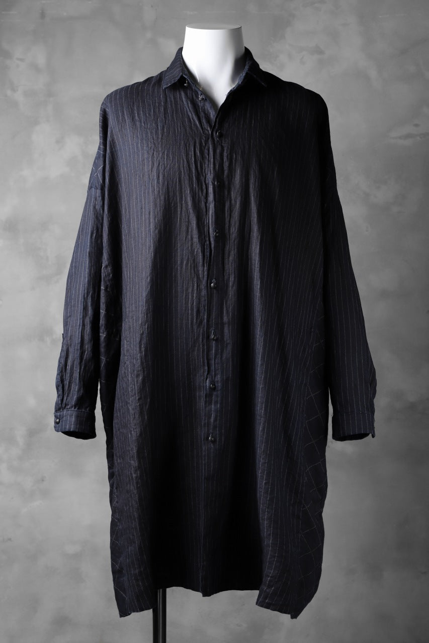 _vital over size long shirt / indigo dye & sumi coating