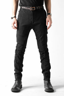 thomkrom OVER LOCKED SLIM TROUSERS / FADE STRETCH DENIM (BLACK)