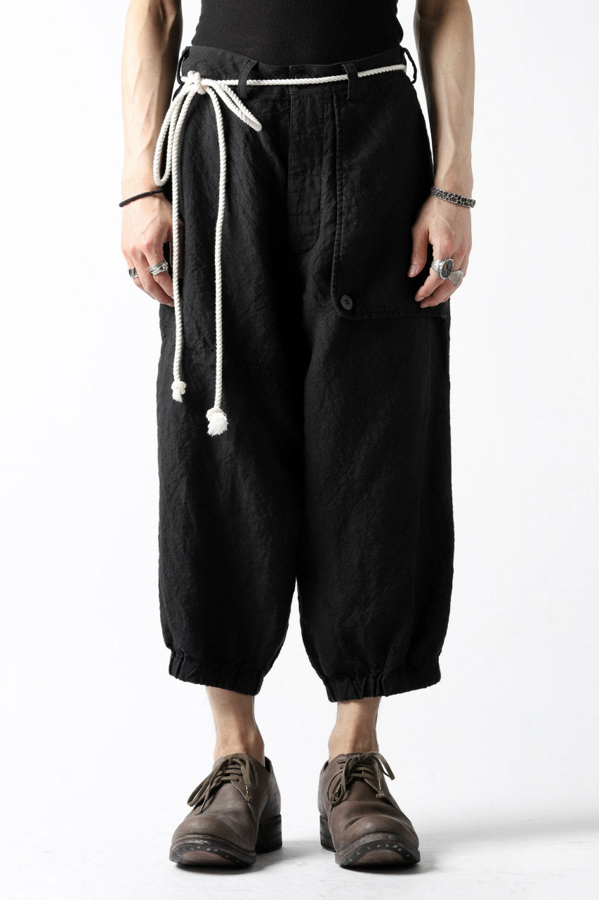 _vital exclusive covered pocket cropped pants / organic linen (BLACK)