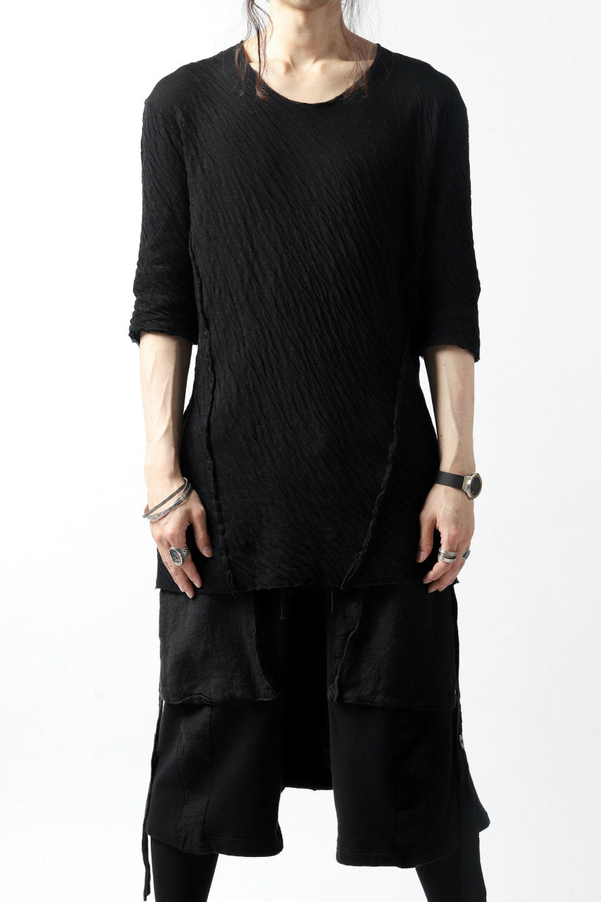 A.F ARTEFACT OUT SEAM H/S T-SHIRT / DOUBLEFACE JERSEY (BLACK x BLACK)