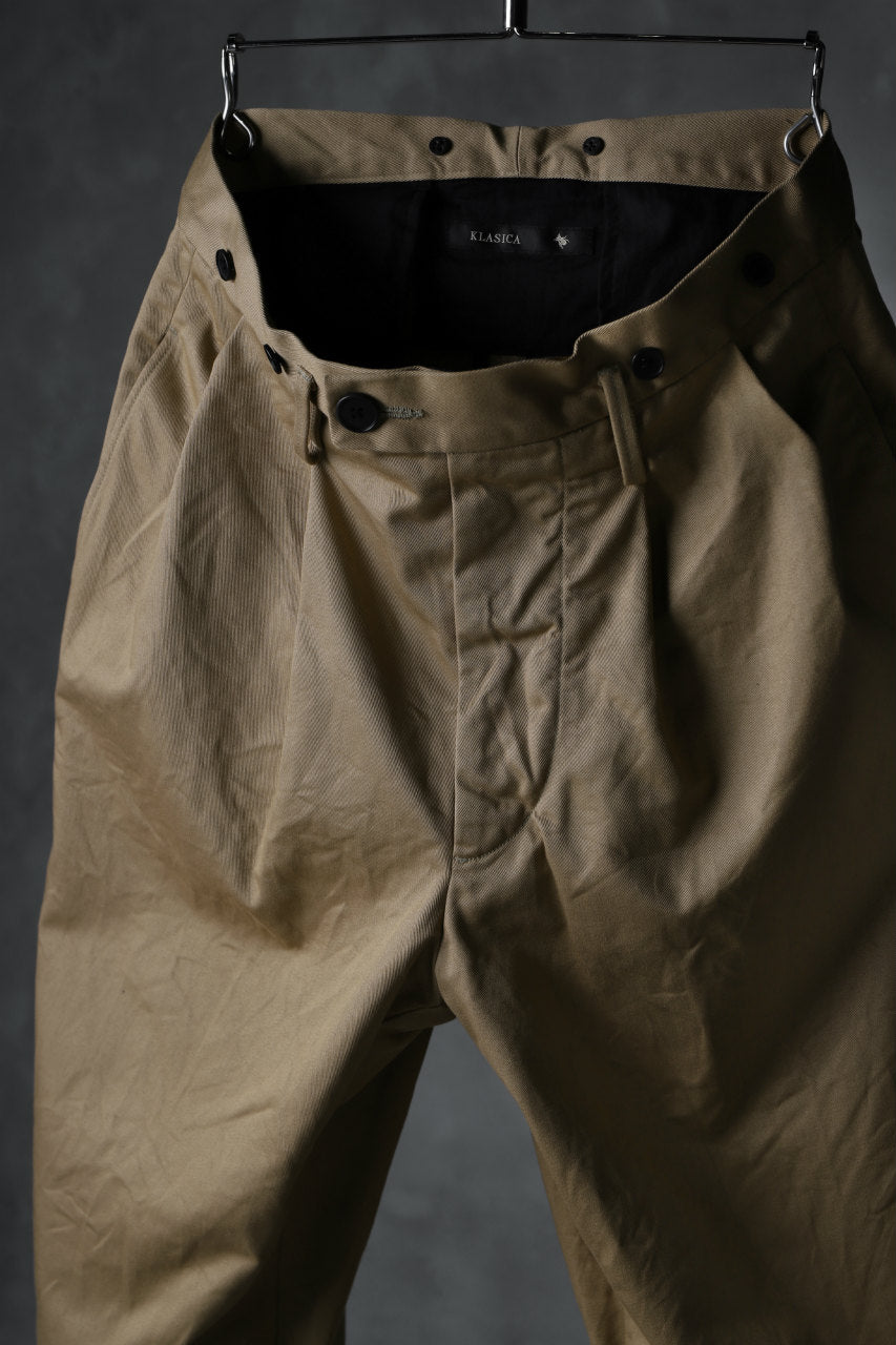 画像をギャラリービューアに読み込む, KLASICA GRIOTTE 2 TUCKED WIDE TROUSERS / CHINO CLOTH (BEIGE)