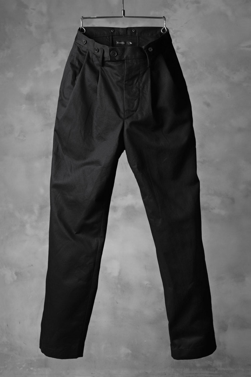 KLASICA GRIOTTE 2 TUCKED WIDE TROUSERS / CHINO CLOTH (BLACK)