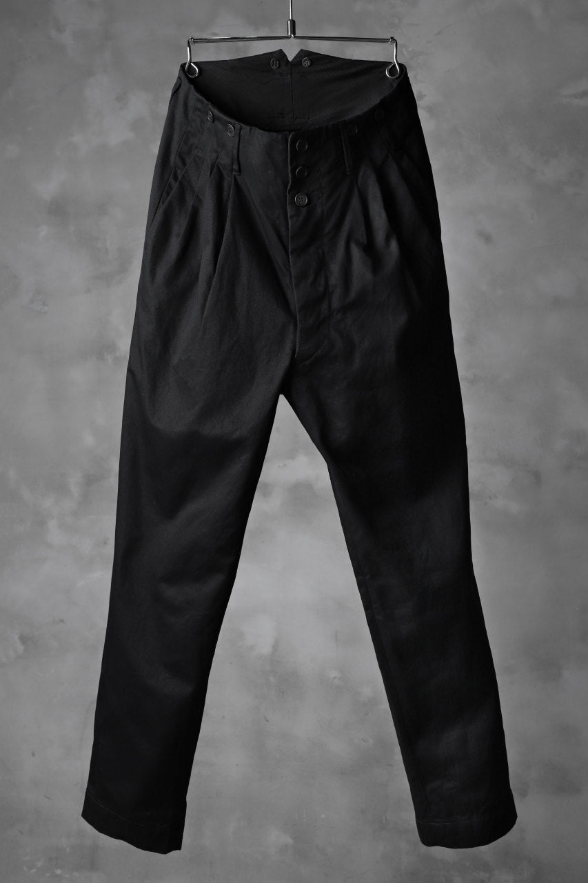 KLASICA MORROW HIGH RISE 3 TUCKED TAPERED TROUSERS / CHINO CLOTH (BLACK)