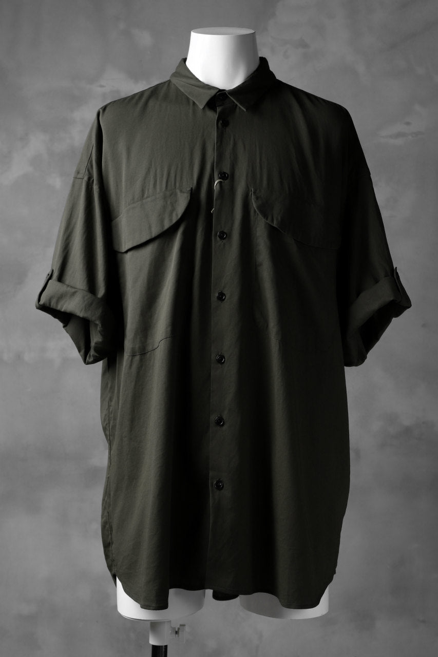 Load image into Gallery viewer, KLASICA LOOSE HALF SLEEVE SHIRT / DOUBLE VOILE CLOTH (GARMENT WASHED) (OLIVE)