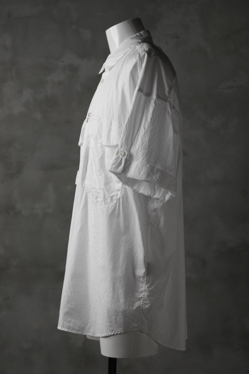 KLASICA LOOSE HALF SLEEVE SHIRT / BROAD CLOTH (GARMENT WASHED) (WHITE)