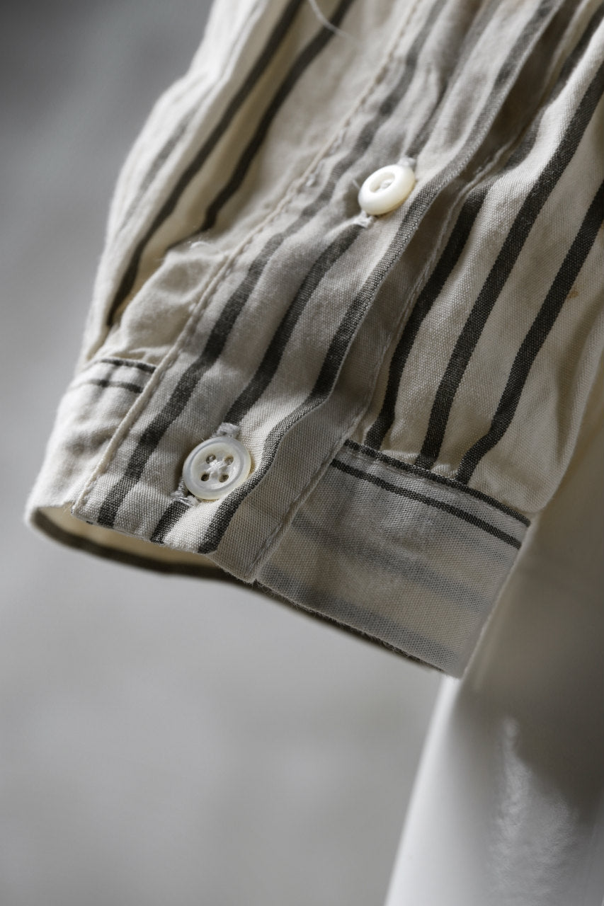 画像をギャラリービューアに読み込む, Aleksandr Manamis High Collar Stripe Shirt / Tea Stain Dyed
