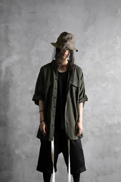 Load image into Gallery viewer, KLASICA LOOSE HALF SLEEVE SHIRT / DOUBLE VOILE CLOTH (GARMENT WASHED) (OLIVE)