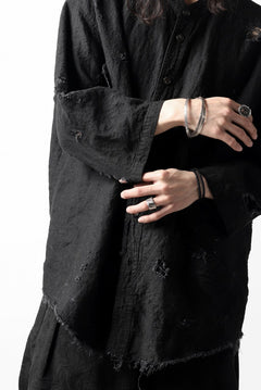 画像をギャラリービューアに読み込む, A.F ARTEFACT DAMEGE WORK SHIRT / CRASHED LINEN (BLACK)