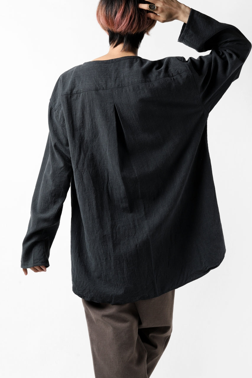 画像をギャラリービューアに読み込む, YUTA MATSUOKA exclusive minimal shirt / noil silk broad (BLACK)