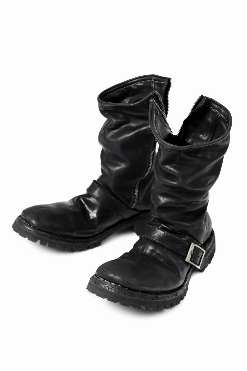 incarnation x LOOM exclusive HORSE LEATHER ENGINEER SIDE ZIP BOOTS / VIBRAM GOODYEAR WELTED (BLACK)