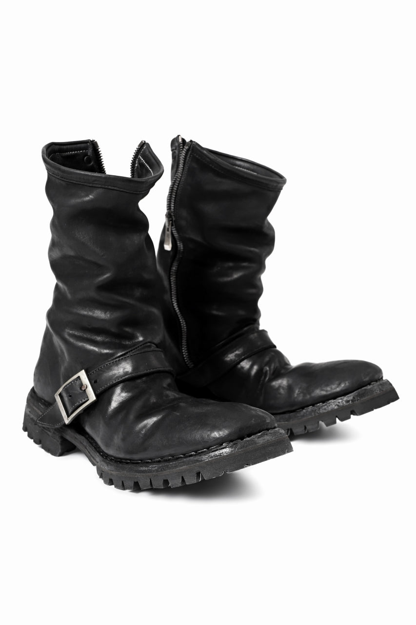 incarnation x LOOM exclusive HORSE LEATHER ENGINEER SIDE ZIP BOOTS / VIBRAM GOODYEAR WELTED (BLACK)