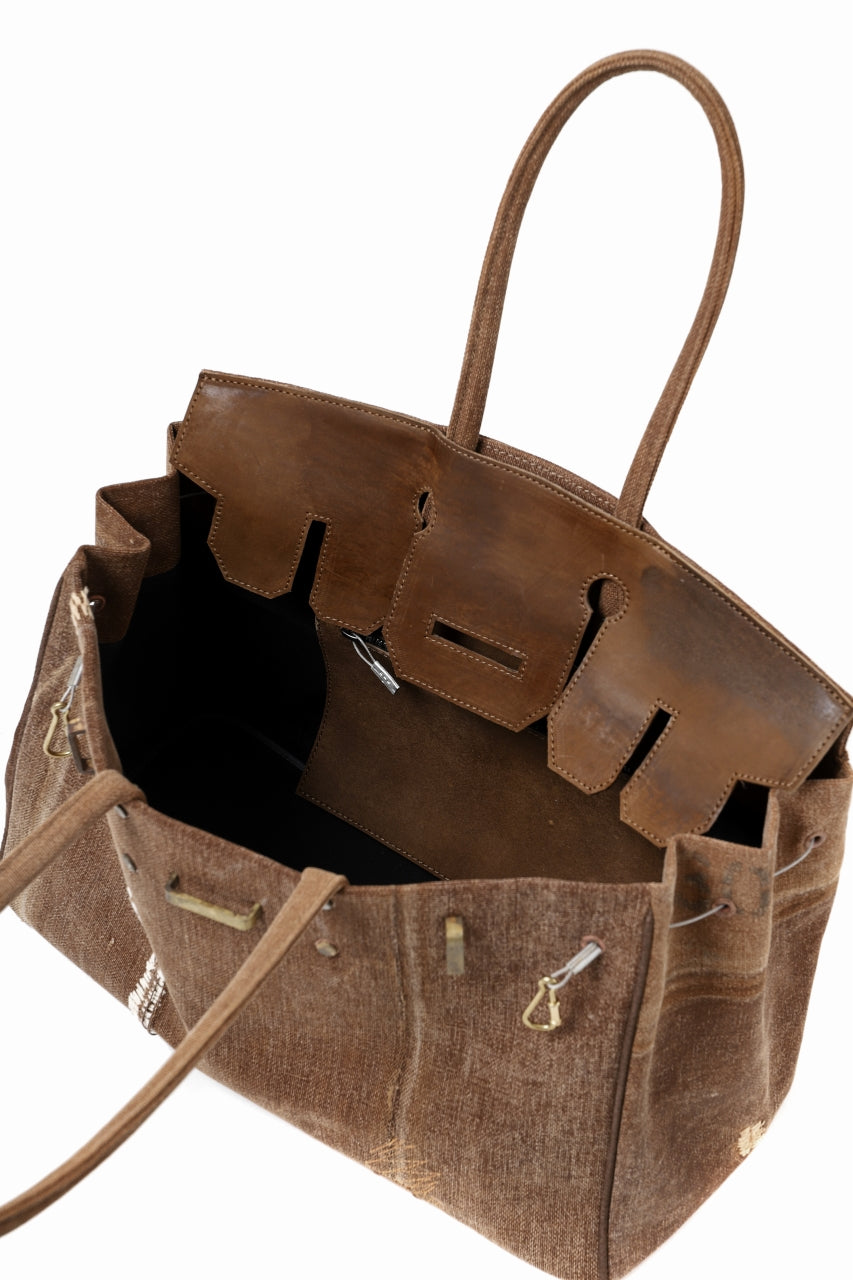 画像をギャラリービューアに読み込む, ierib exclusive bark bag #40 / Vintage JP-Fabric + Cordovan (BROWN-A)