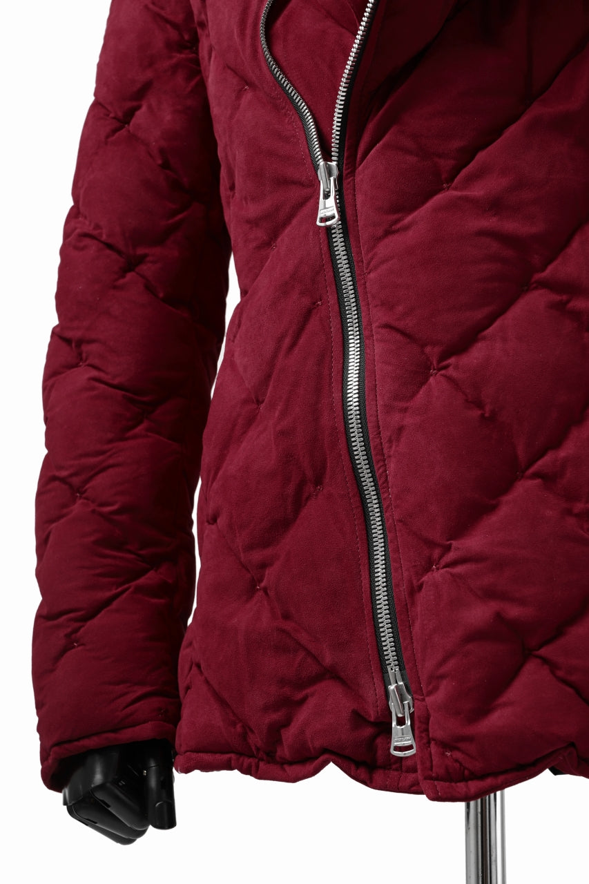 ISAMU KATAYAMA BACKLASH HOODED DOWN JACKET / [REVERSE KANGAROO LEATHER / POLISH WHITE GOOSE] (RED)