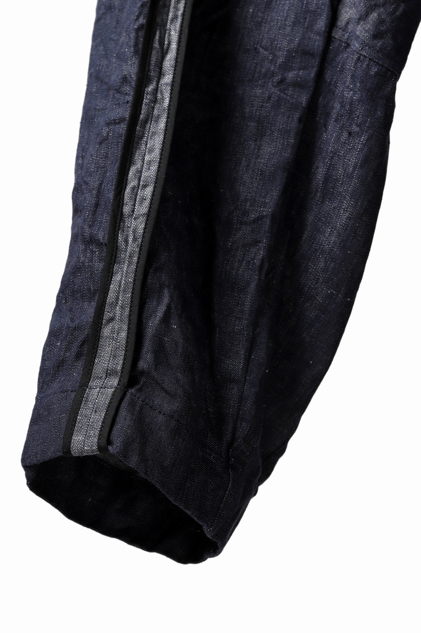 Load image into Gallery viewer, KLASICA SABRON WIDE TAPERED TROUSERS / DEEP DYED LINEN DENIM (NAVY)