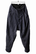 KLASICA SABRON WIDE TAPERED TROUSERS / DEEP DYED LINEN DENIM (NAVY)