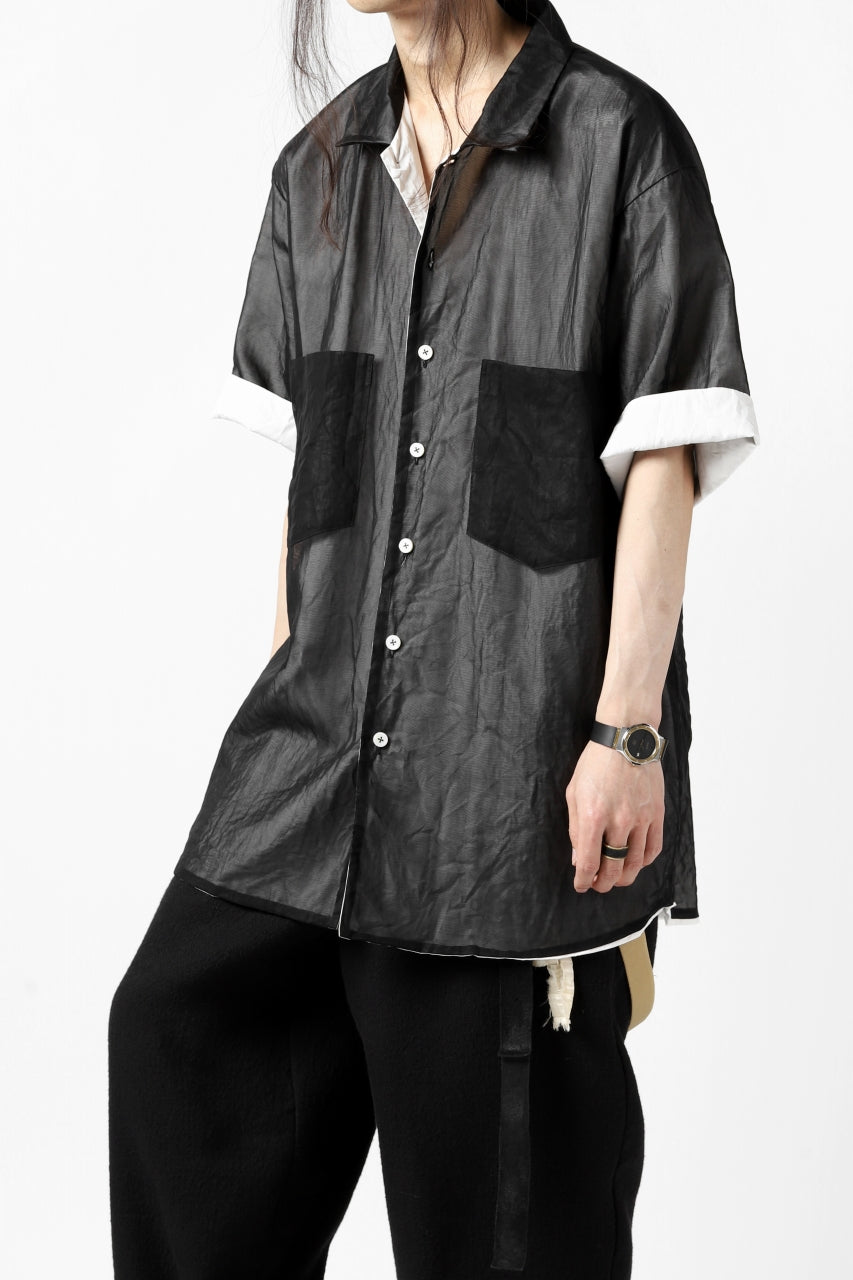 KLASICA SH-33(edit.2) LAYERED SHIRT / TRANSLUCENT ORGANDY (BLACK)