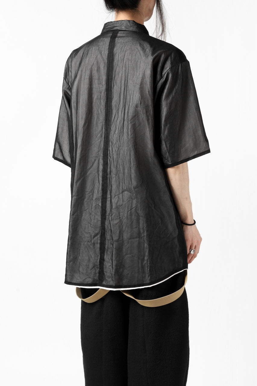 KLASICA SH-33(edit.2) LAYERED SHIRT / TRANSLUCENT ORGANDY (BLACK)