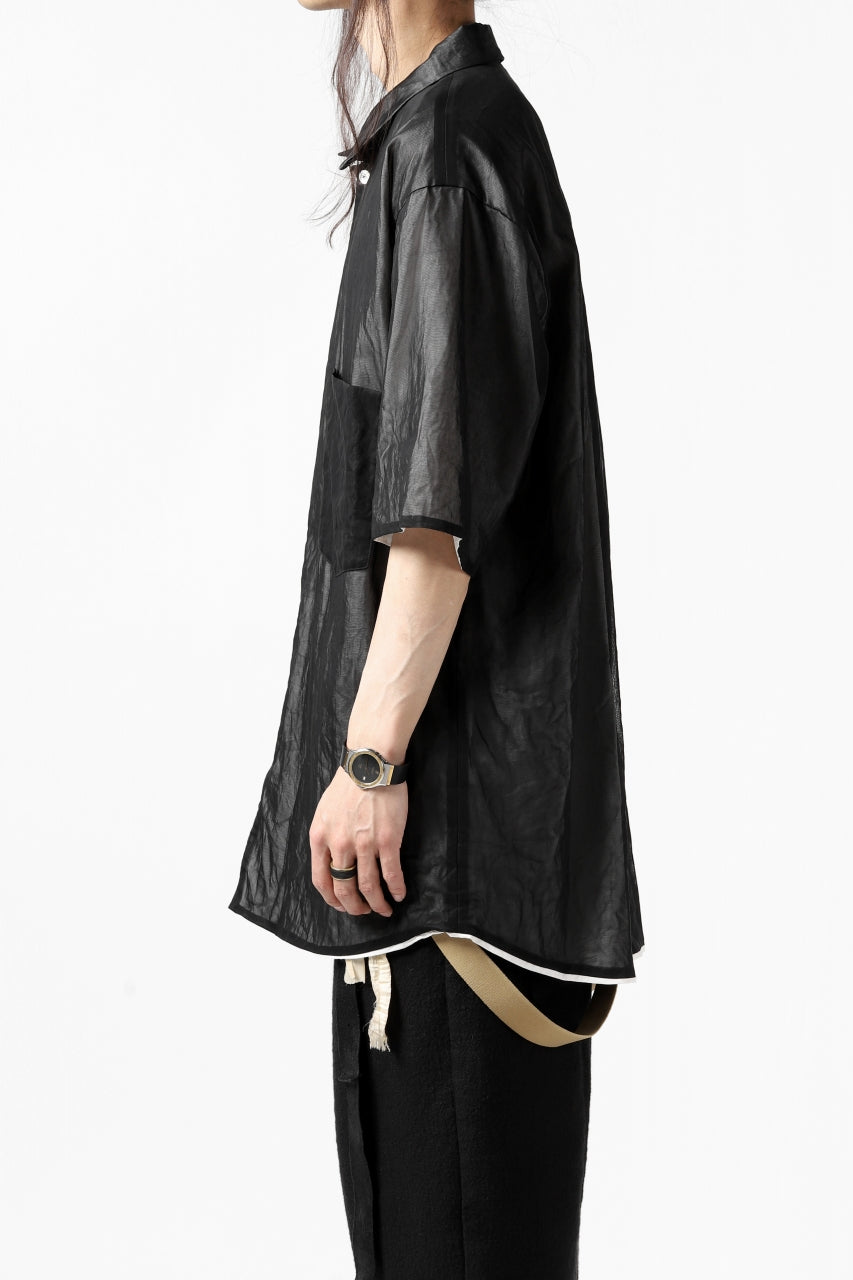 KLASICA SH-33(edit.2) LAYERED SHIRT / TRANSLUCENT ORGANDY (BLACK)