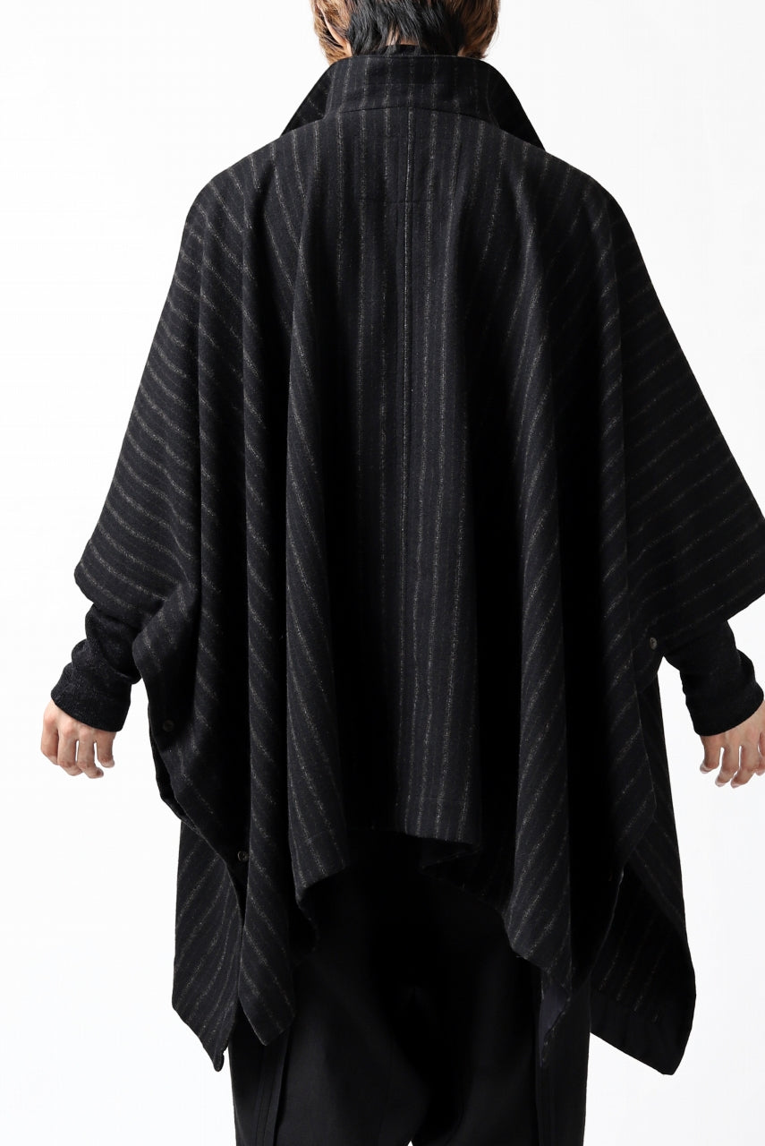 KLASICA MARGOT PONCHO COAT / WOOL FLANNEL (VINTAGE STRIPE)