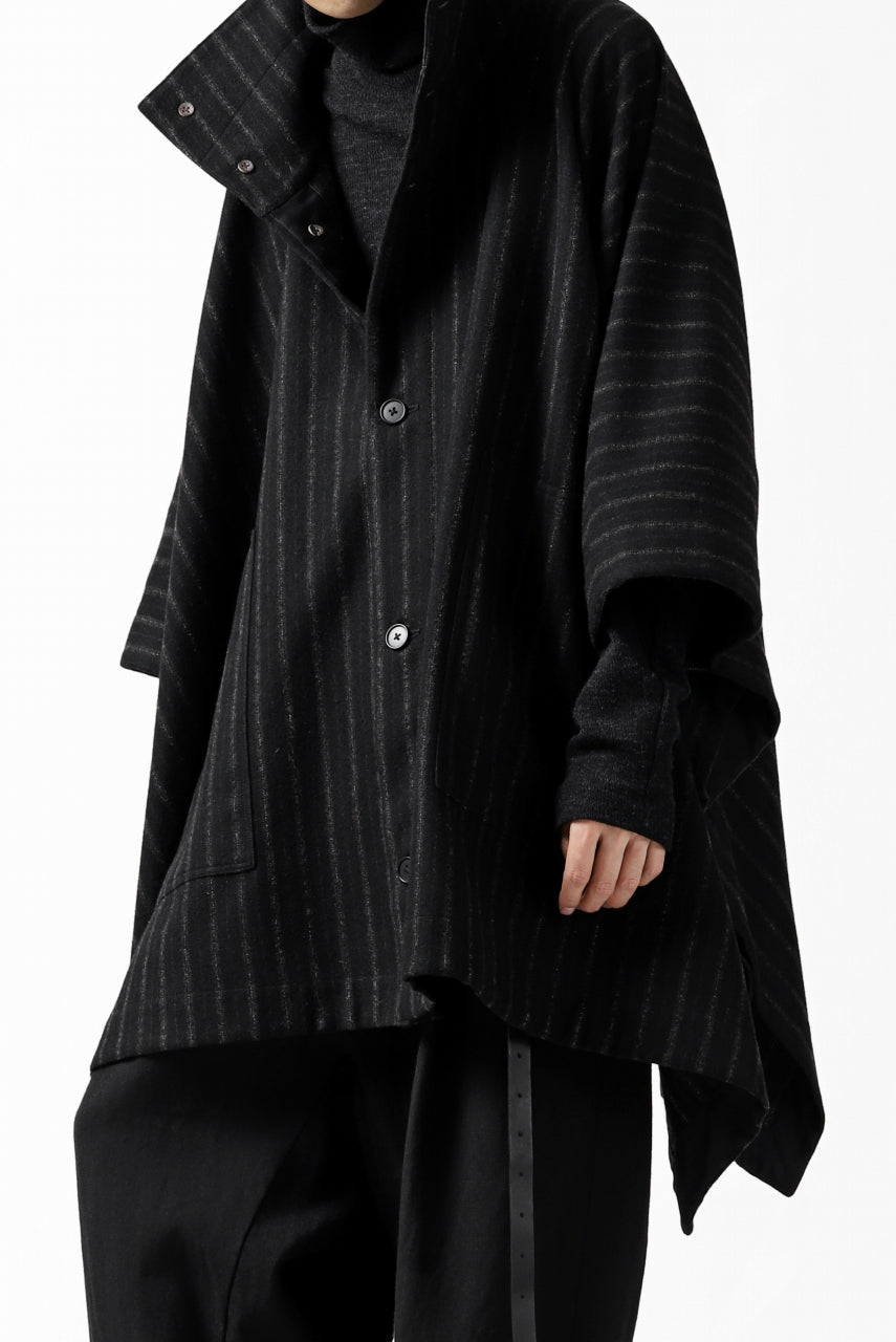 KLASICA MARGOT PONCHO COAT / WOOL FLANNEL (VINTAGE STRIPE)