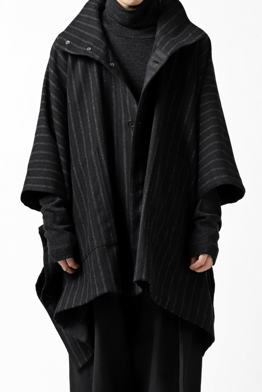 KLASICA MARGOT PONCHO COAT / WOOL FLANNEL (VINTAGE STRIPE)