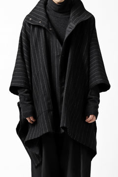 画像をギャラリービューアに読み込む, KLASICA MARGOT PONCHO COAT / WOOL FLANNEL (VINTAGE STRIPE)