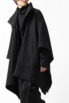 画像をギャラリービューアに読み込む, KLASICA MARGOT PONCHO COAT / WOOL FLANNEL (VINTAGE STRIPE)