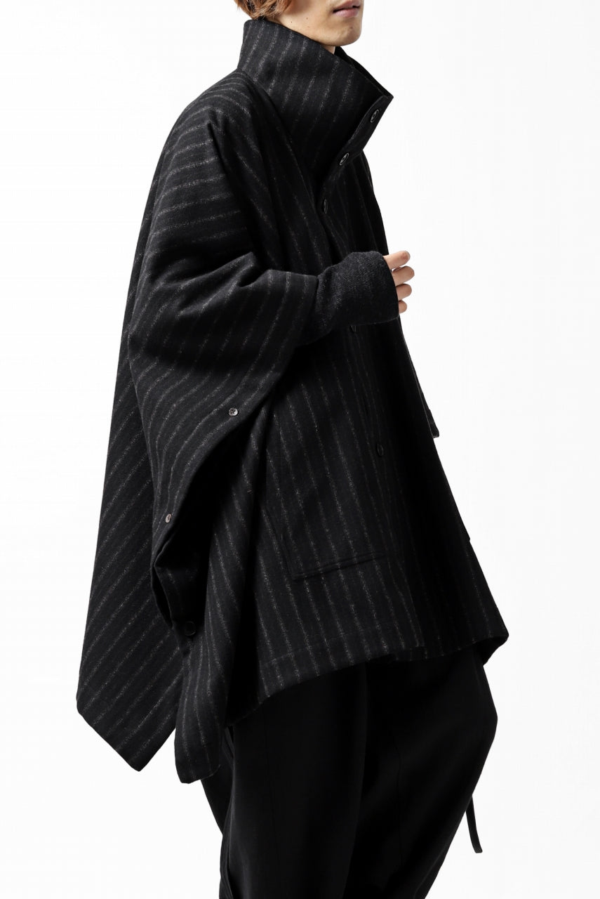 画像をギャラリービューアに読み込む, KLASICA MARGOT PONCHO COAT / WOOL FLANNEL (VINTAGE STRIPE)