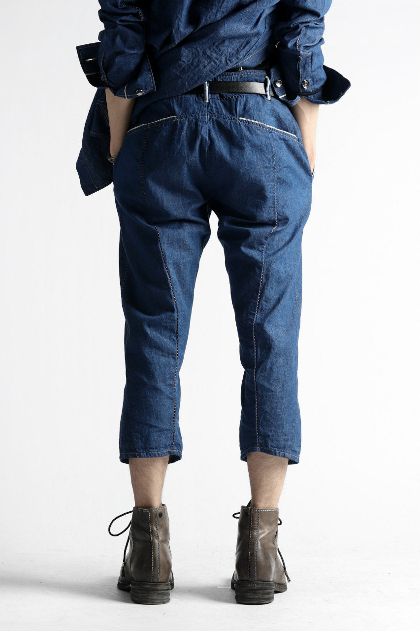 Load image into Gallery viewer, incarnation LONG DARTS CROPPED PANTS / ONE WASHED 6.5oz SELVEDGE CHAMBRAY (INDIGO)