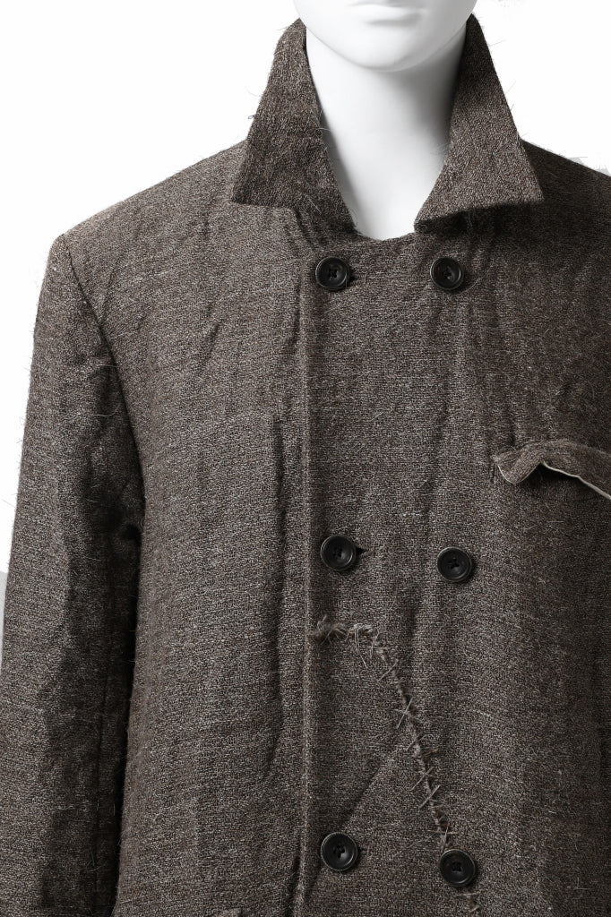 YUTA MATSUOKA double-breasted long coat / primitive wool (brown)