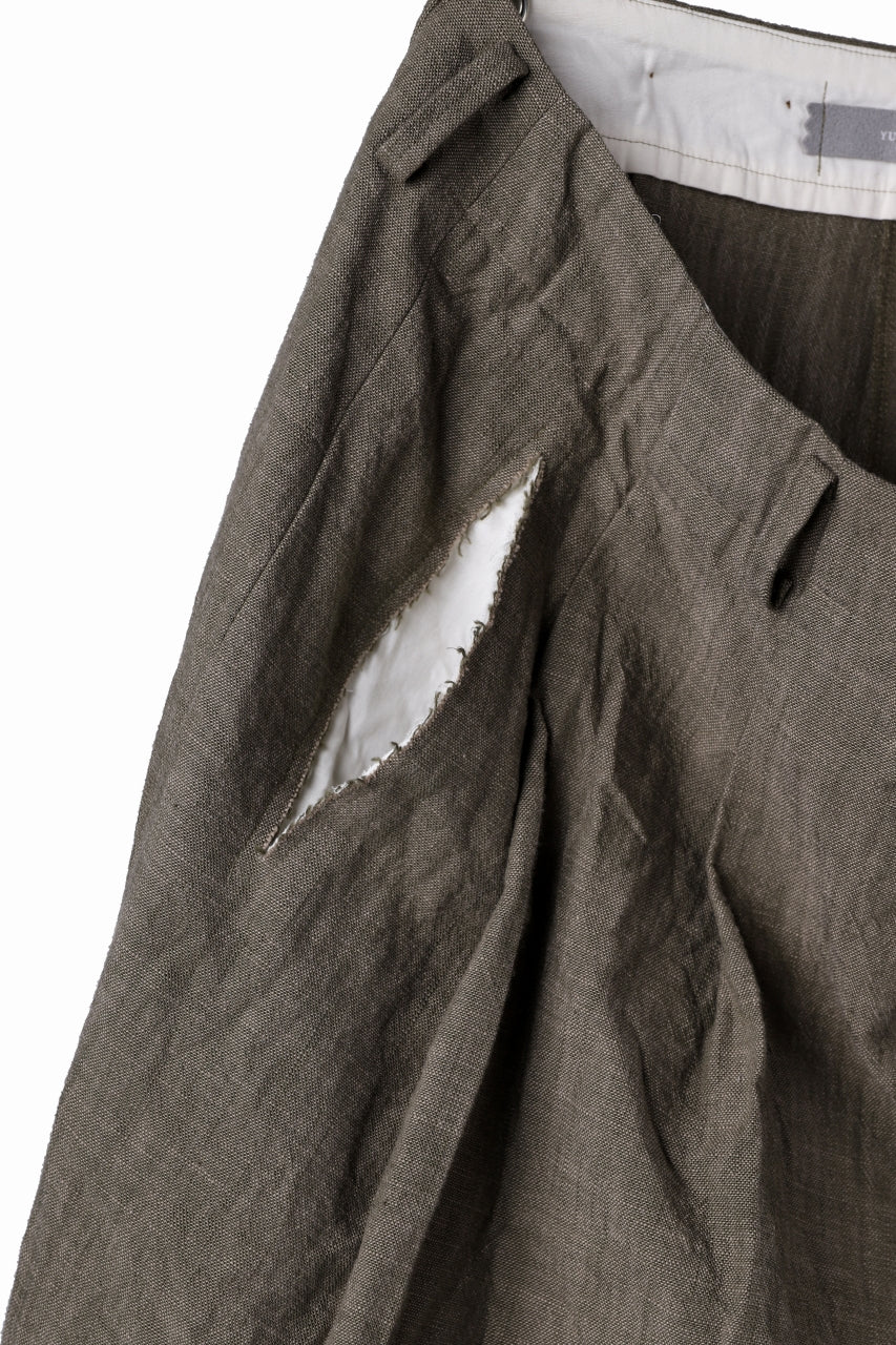 YUTA MATSUOKA cross switch cropped pants / spec dyed canvas (khaki)