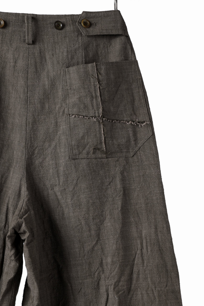 YUTA MATSUOKA cross switch cropped pants / spec dyed canvas (khaki)