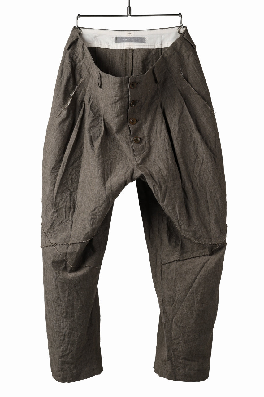 YUTA MATSUOKA cross switch cropped pants / spec dyed canvas (khaki)