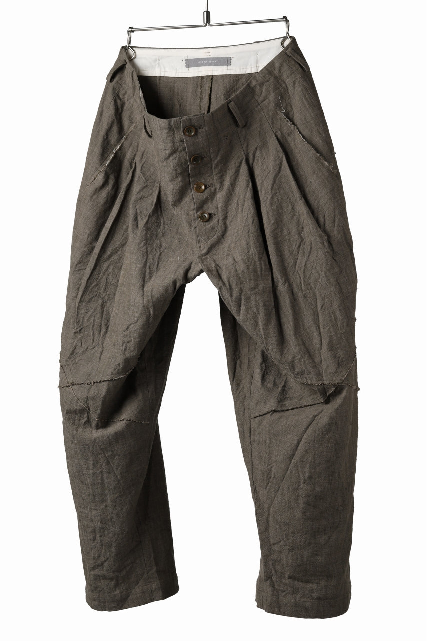 YUTA MATSUOKA cross switch cropped pants / spec dyed canvas (khaki)