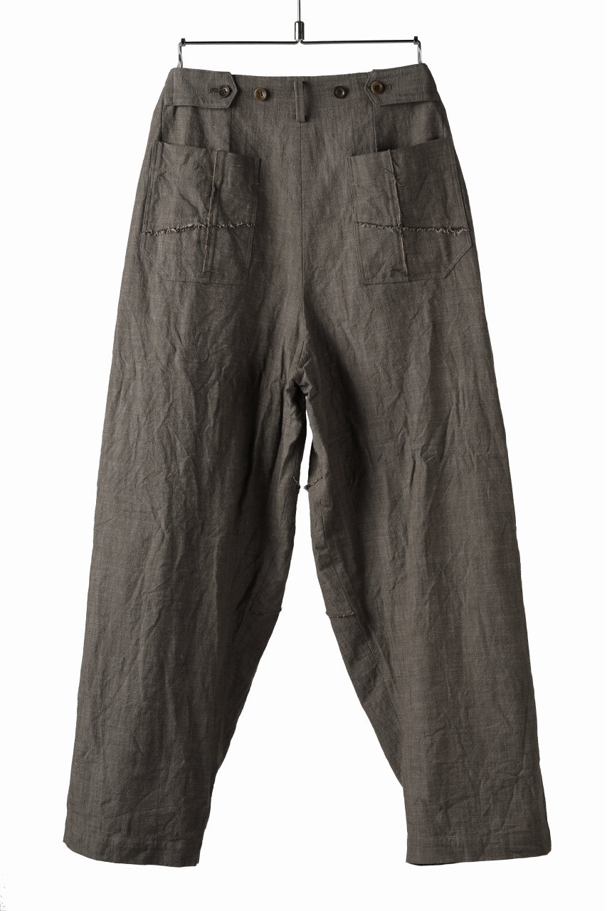 YUTA MATSUOKA cross switch cropped pants / spec dyed canvas (khaki)