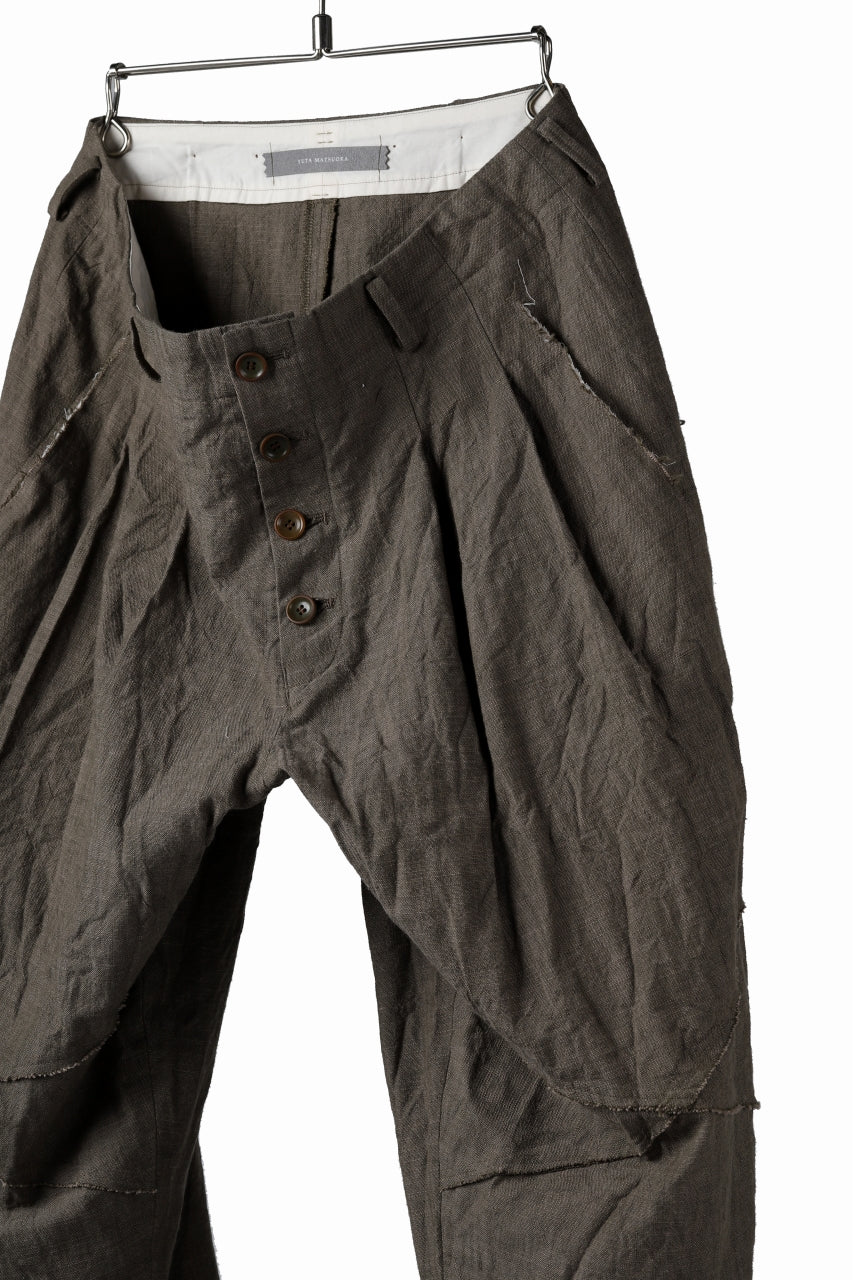 YUTA MATSUOKA cross switch cropped pants / spec dyed canvas (khaki)