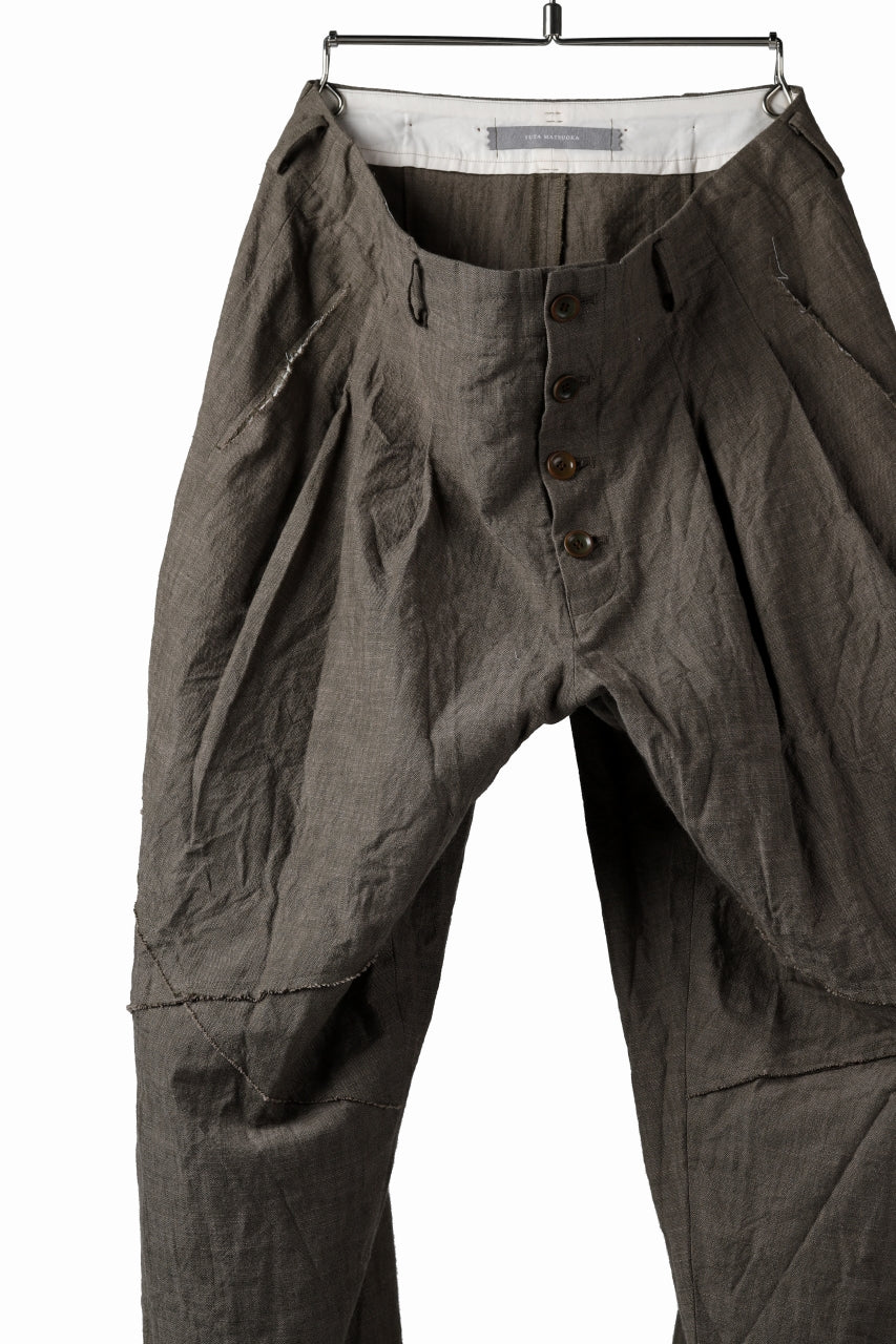 YUTA MATSUOKA cross switch cropped pants / spec dyed canvas (khaki)