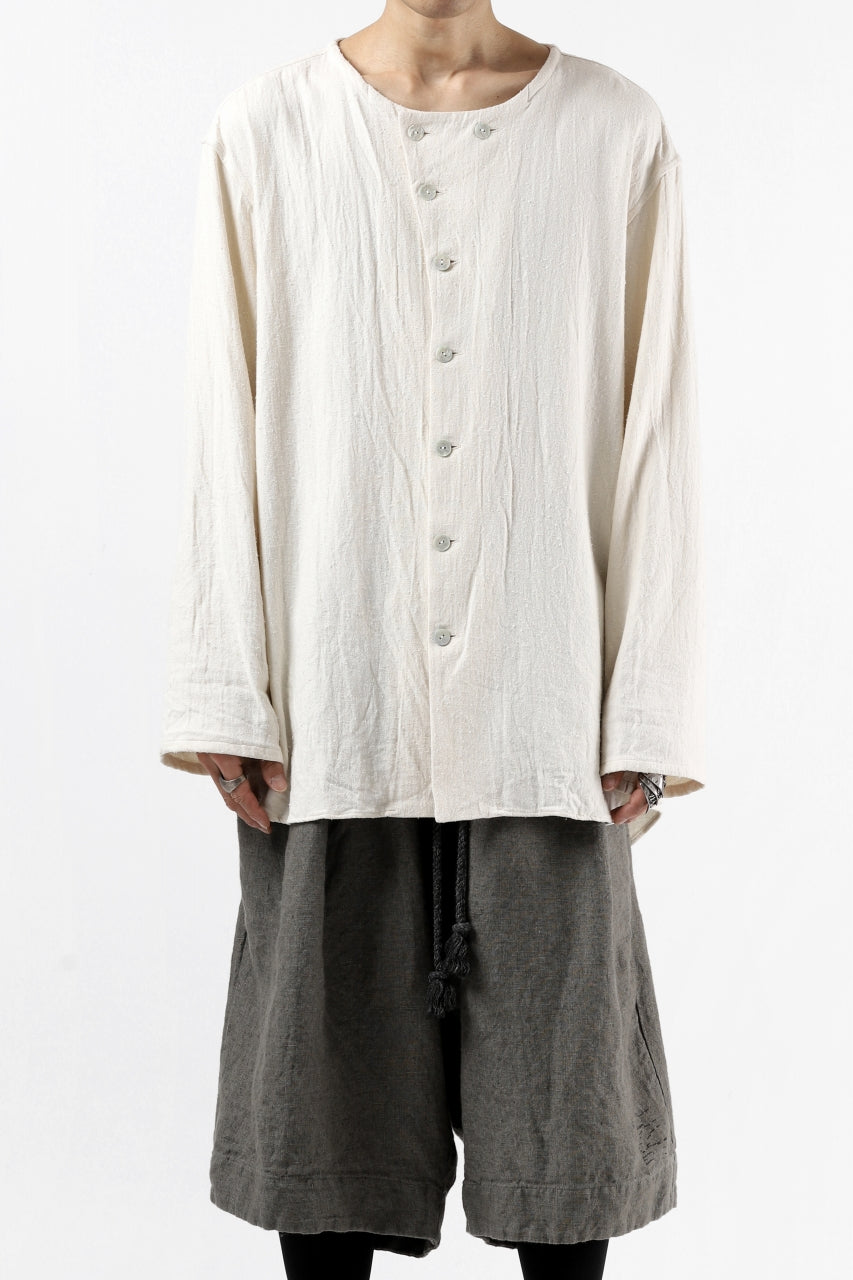 Load image into Gallery viewer, YUTA MATSUOKA round neck fly front shirts / cotton silk nep viera (white)