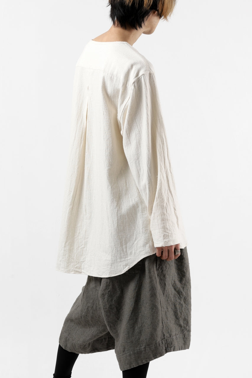 YUTA MATSUOKA round neck shirt / cotton silk nep viyella (white)
