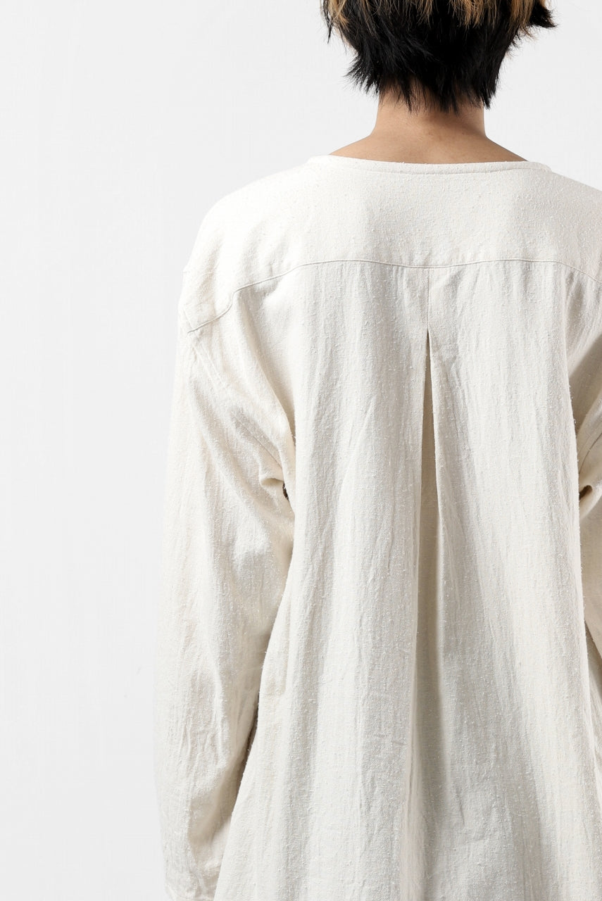 Load image into Gallery viewer, YUTA MATSUOKA round neck fly front shirts / cotton silk nep viera (white)