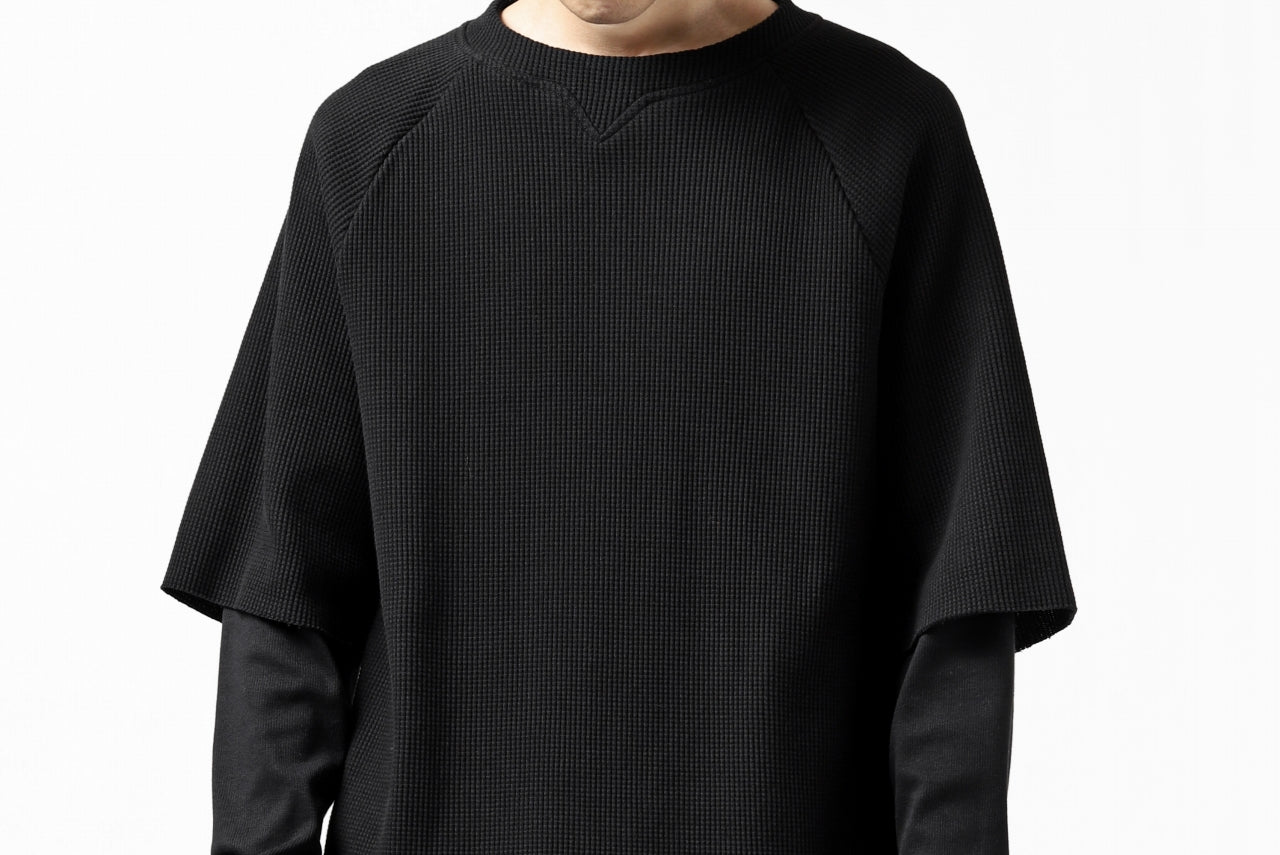 FIRST AID TO THE INJURED SJENSE LAYERED SLEEVE TOPS / WAFFEL + RIB JERSEY (BLACK)