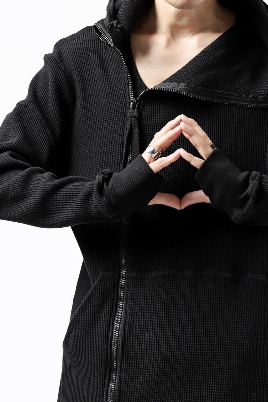 FIRST AID TO THE INJURED CURCULIO ZIP HOODIE / WAFFEL JERSEY (BLACK)
