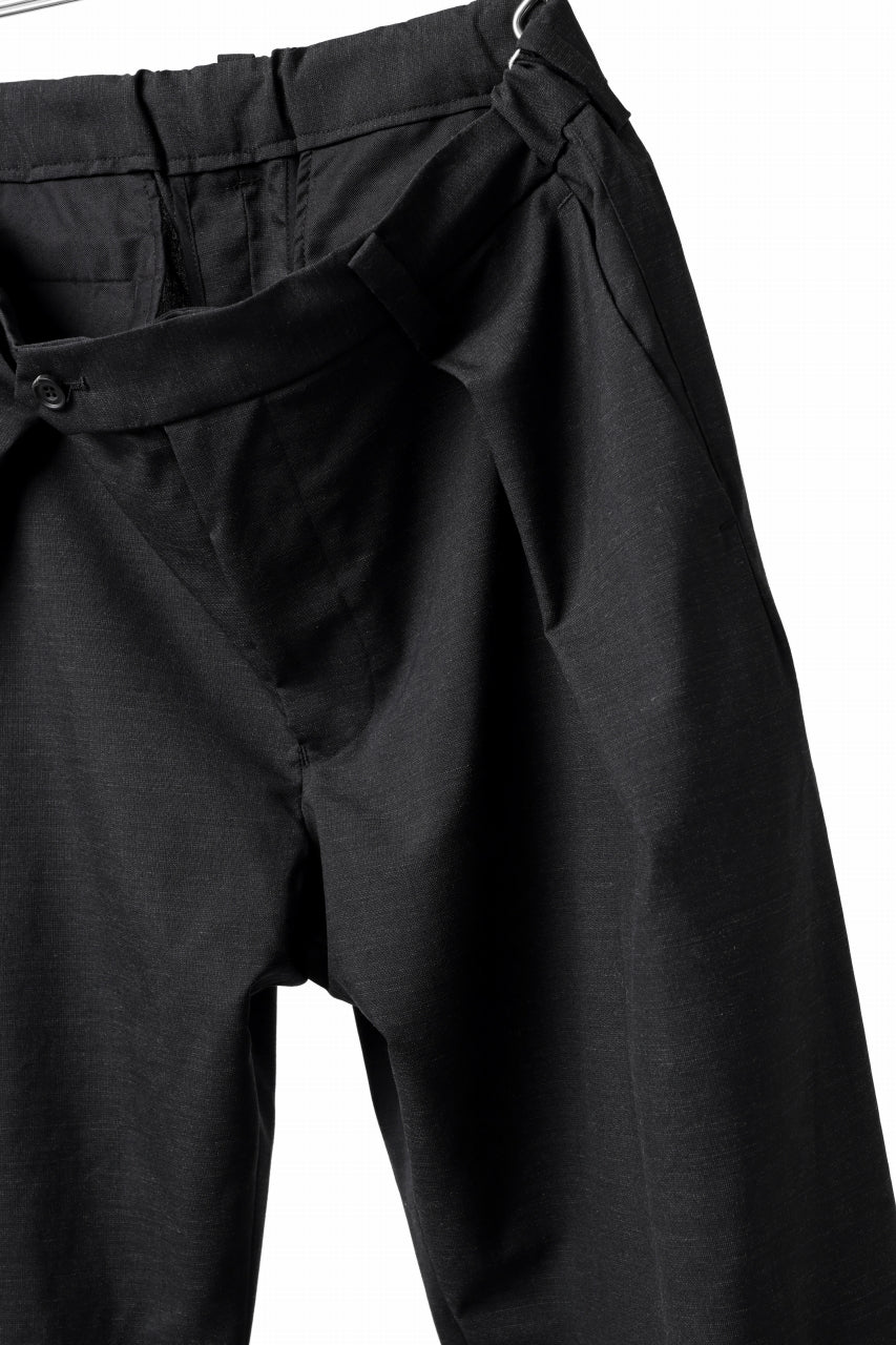 COLINA EASY TUCK PANTS / WASHABLE WOOL TROPICAL CLOTH (BLACK GREY)