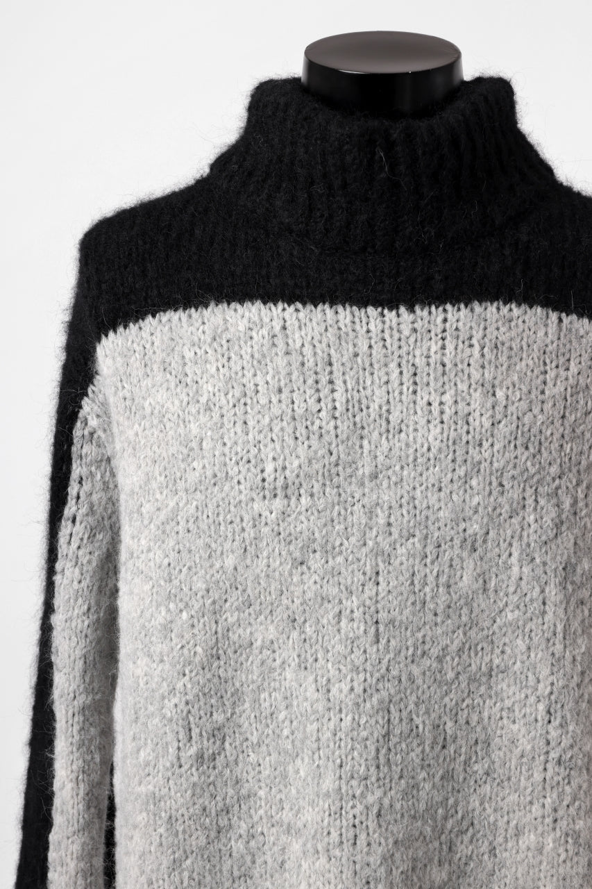 画像をギャラリービューアに読み込む, thomkrom HIGH COLLAR KNIT PULLOVER / ALPACA WOOL (LIGHT GREY x BLACK)